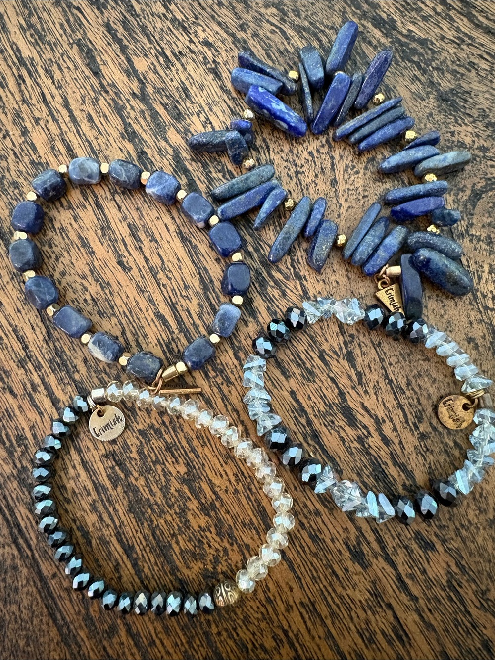 Erimish Lapis Blue and Metallic Stackable Bracelet Set